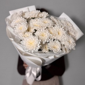 Букет из 5 кустовых белых хризантем